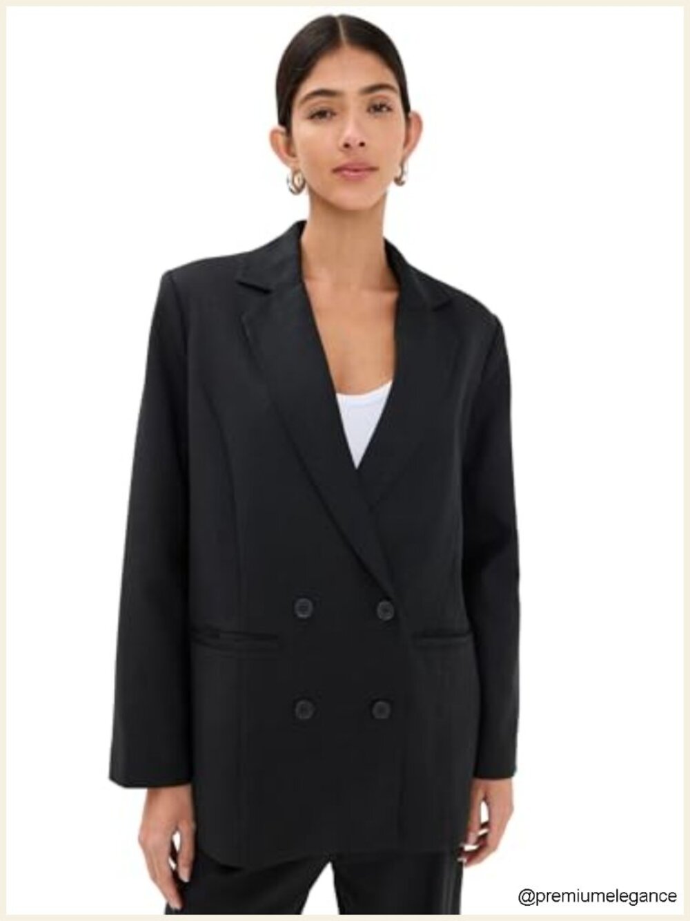 Lioness La Quinta Linen Blazer Double-Breasted Padded Shoulders Notch Collar